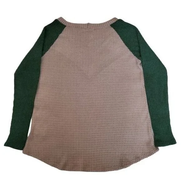 Ces Femme Women's Knit Green/Tan Color Block Long Sleeve Pullover Sweater Small - Picture 10 of 11